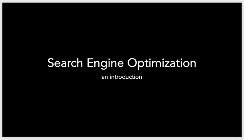 white title "Search Engine Optimization" on black background