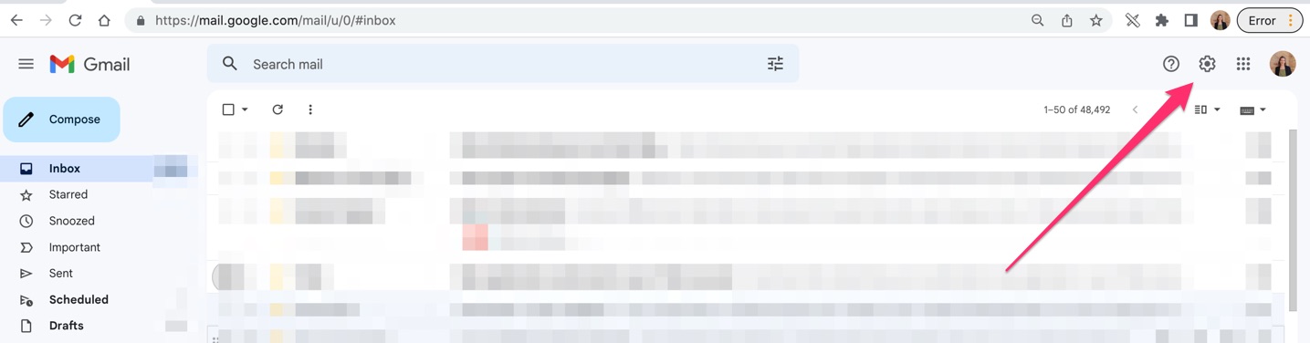 settings gear in gmail interface