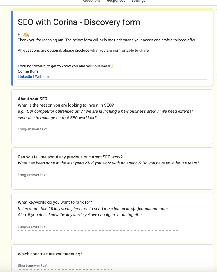 Screenshot Client Onboarding Formular