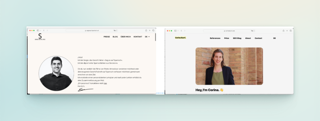 printscren und collage zweier webseiten